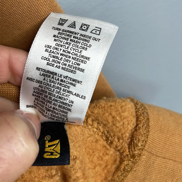 CAT Caterpillar Girls Pullover Hoodie Dijon Brown Embroidered Logo Spellout XL - Picture 10 of 12